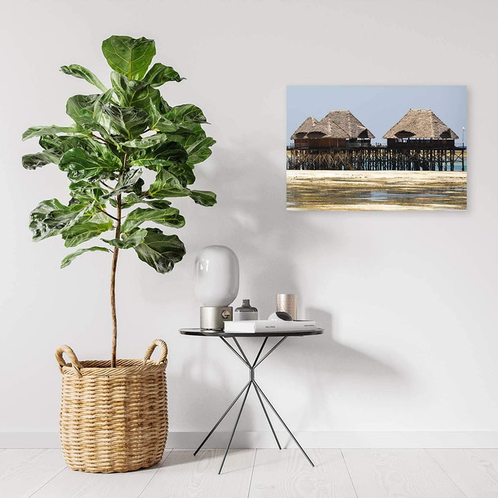Wandbild XXL tropische Architektur Deko Kunst Bilder Braun 120x80 cm Deko paneel 120x80 cm Braun_A,