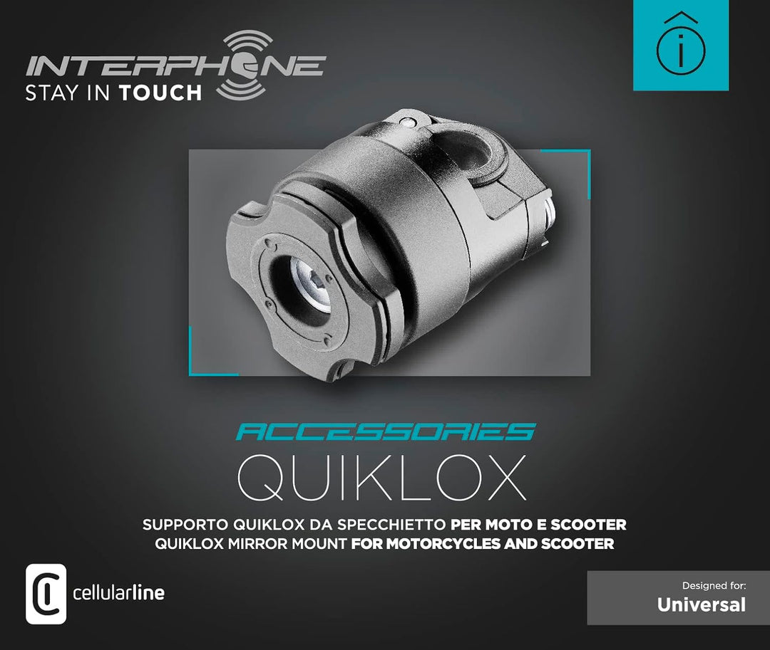 Interphone - QUIKLOX System - Halterung für Smartphone mit QUIKLOX PAD - Handyhalterung für Motorrad
