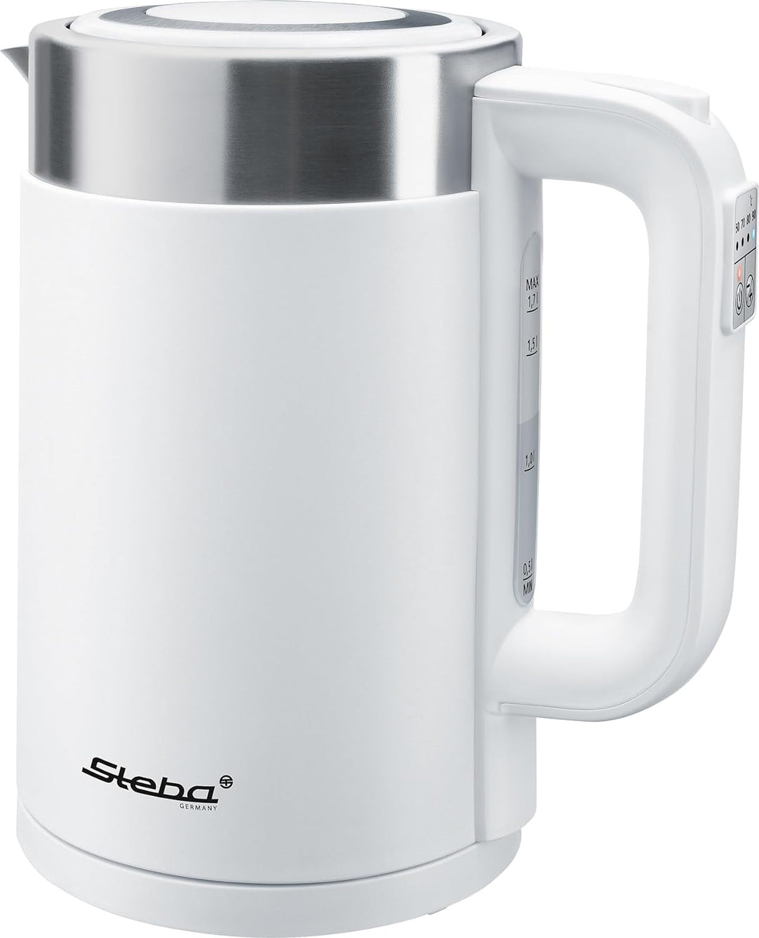 Steba Wasserkocher WK 11 Bianco | Temperatur einstellbar: 50, 70, 80, 90, 100?C | Doppelwandiges Geh