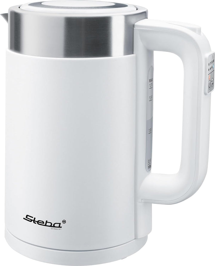 Steba Wasserkocher WK 11 Bianco | Temperatur einstellbar: 50, 70, 80, 90, 100?C | Doppelwandiges Geh