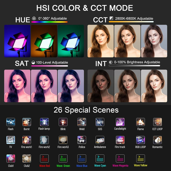 VILTROX RGB LED Videoleuchte Fotografie Beleuchtung mit APP Steuerung 360° Vollfarbe 30W Dimmbar Zwe