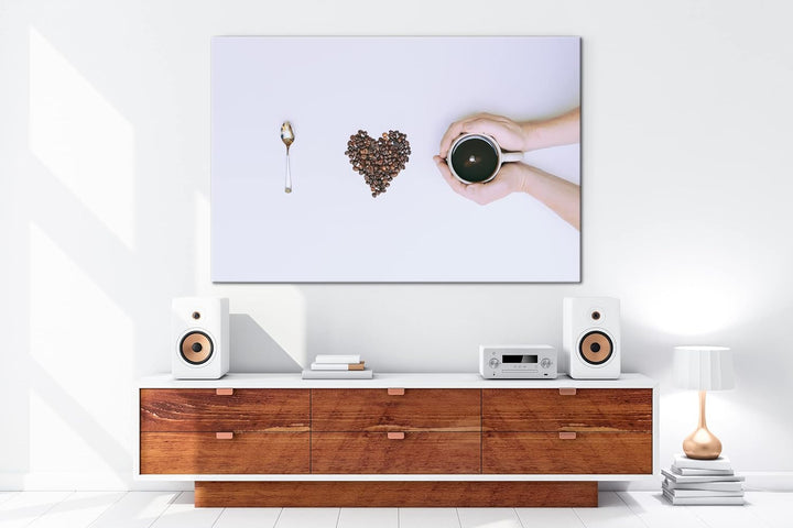 deyoli Kaffeebohnen in kreativer Herzform im Format: 80x60 als Leinwandbild, Motiv fertig gerahmt au