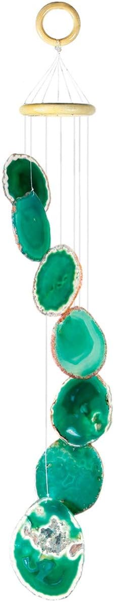KYEYGWO Grün Achat Scheiben Geode Windspiel Sun Catcher KristallsteinGlockenspiel Artwork für Hausga