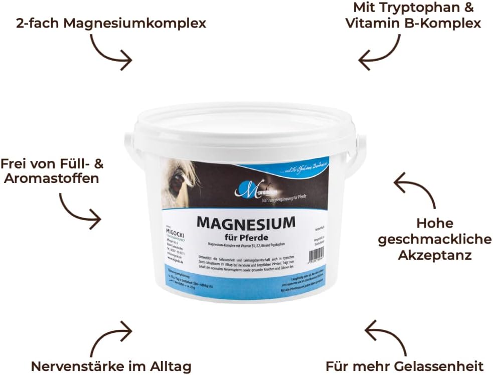 MIGOCKI Magnesium für Pferde Futterergänzung getreidefreies Pulver 1,5 kg