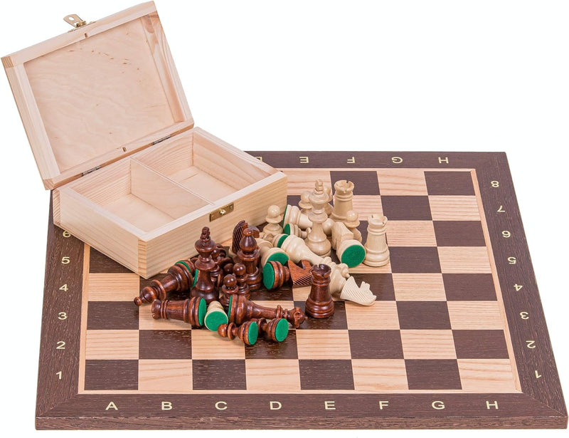Square - Pro Schach Set Nr. 4 - WENGE - Schachbrett + Schachfiguren Staunton 4 + Kasten - Schachspie