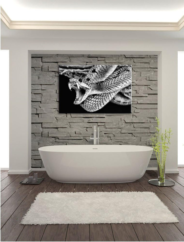 Pixxprint Giftige grüne Schlange als Leinwandbild/Grösse: 100x70 cm/Wandbild/Kunstdruck/fertig bespa