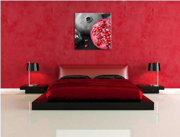 Pixxprint exotischer Granatapfel als Leinwandbild Quadratisch/Grösse: 70x70 / Wandbild/Kunstdruck/fe