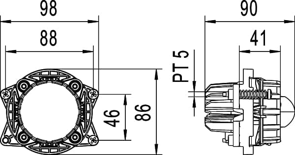 HELLA - symmetrisch/LED-Hauptscheinwerfer - Modul 60 - 12V - Einbau - Lichtscheibenfarbe: transparen