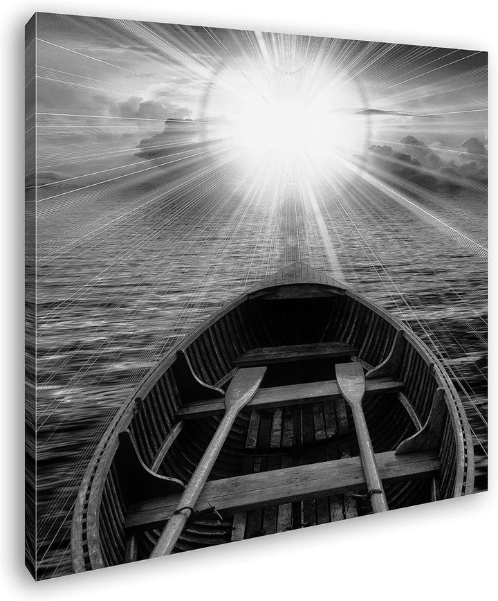 deyoli Ruderboot auf offener See Format: 60x60 Effekt: Schwarz&Weiss als Leinwandbild, Motiv auf Ech