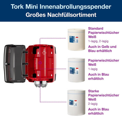 Tork 659008 Innenabrollungsspender für M2 Papierwischtücher im Performance Design / Wischtuchspender