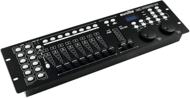 EUROLITE DMX Operator 240 Controller | Pult für 12 Geräte (jeweils max. 20 DMX-Kanäle), mit 2 Jogwhe