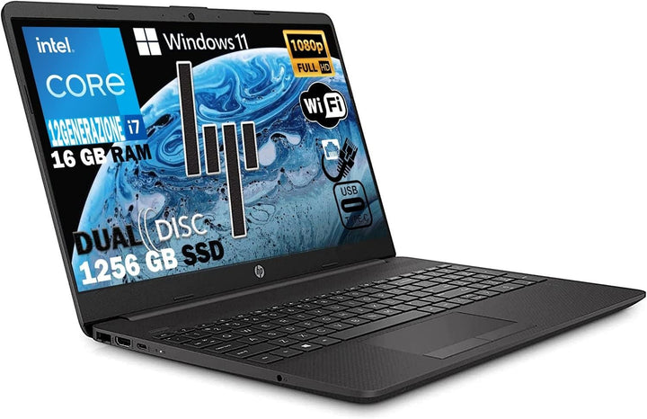 HP 240 G8 Notebook Laptop Intel i3 1005G1 10Th gen bis zu 3.40Ghz Display 14" HD,12GB RAM ddr4, sd M