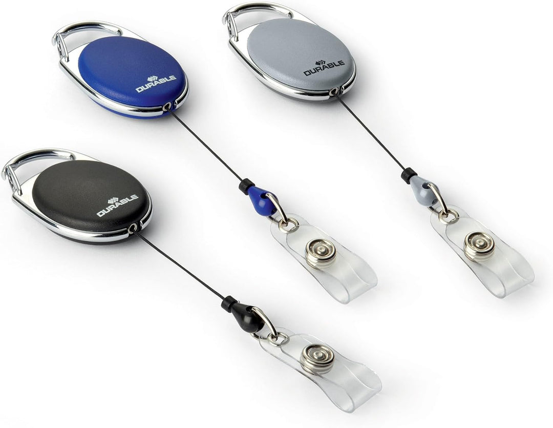 Durable Schlaufenclip Jojo Style (mit Metallclip und Druckknopfschlaufe) 10 Stück grau, 832410, grau