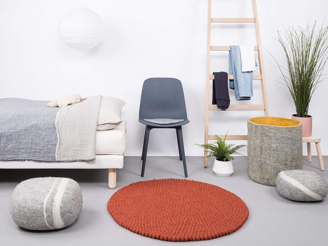 myfelt Lora Filzkugelteppich — Ø 50 cm, ideal für Schlaf-, Wohn-, Kinderzimmer, Flur & Bad Ø 50 cm R