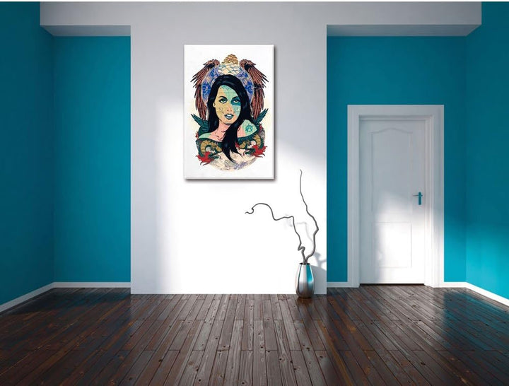 Pixxprint Moon Spirit White Bild auf Leinwand, XXL riesige Bilder fertig gerahmt mit Keilrahmen, Kun