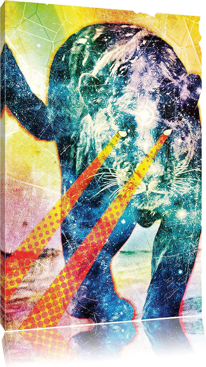 Pixxprint Psycat Leinwandbild Bild auf Leinwand, XXL riesige Bilder fertig gerahmt mit Keilrahmen, K