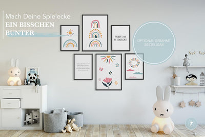 Papierschmiede® Bilder Kinderzimmer Kids Mood Poster Set Regenbogen, Kinderzimmer Bilder Babyzimmer