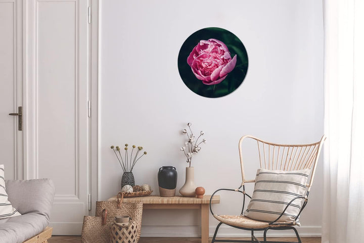 MuchoWow Wandbild Rund Wanddeko Deko Wohnzimmer Bilder 30x30 cm Blumen - Rosa - Rosen, 30x30 cm