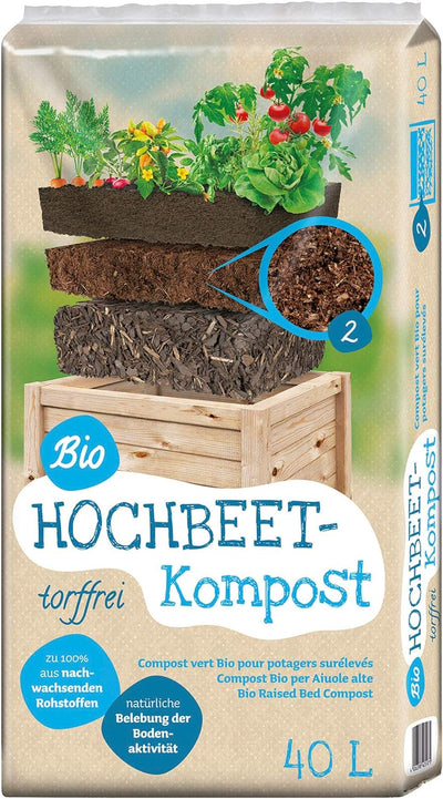 Habau Klara Hochbeet, weiss/grau & Universal Bio Hochbeet-Kompost 40 Liter Garten, Garten