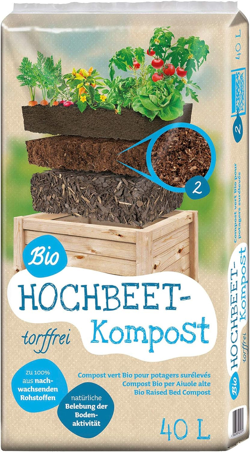 Habau Klara Hochbeet, weiss/grau & Universal Bio Hochbeet-Kompost 40 Liter Garten, Garten