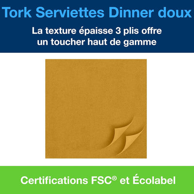 Tork Soft Dinnerservietten Orange, 1/4‑Falz, 3‑lagig, 40 cm × 39 cm, 12 × 100 Servietten, 477915