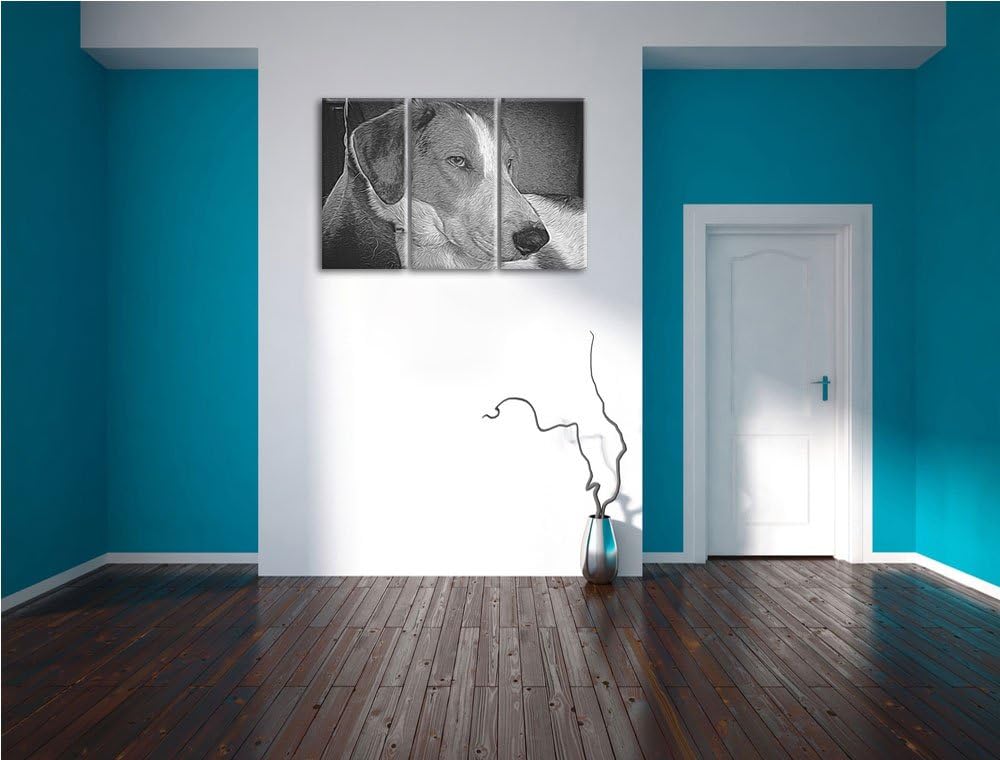 Jack Russel Terrier ruht sich aus NewArt 3-Teiler Leinwandbild 120x80 Bild auf Leinwand, XXL riesige