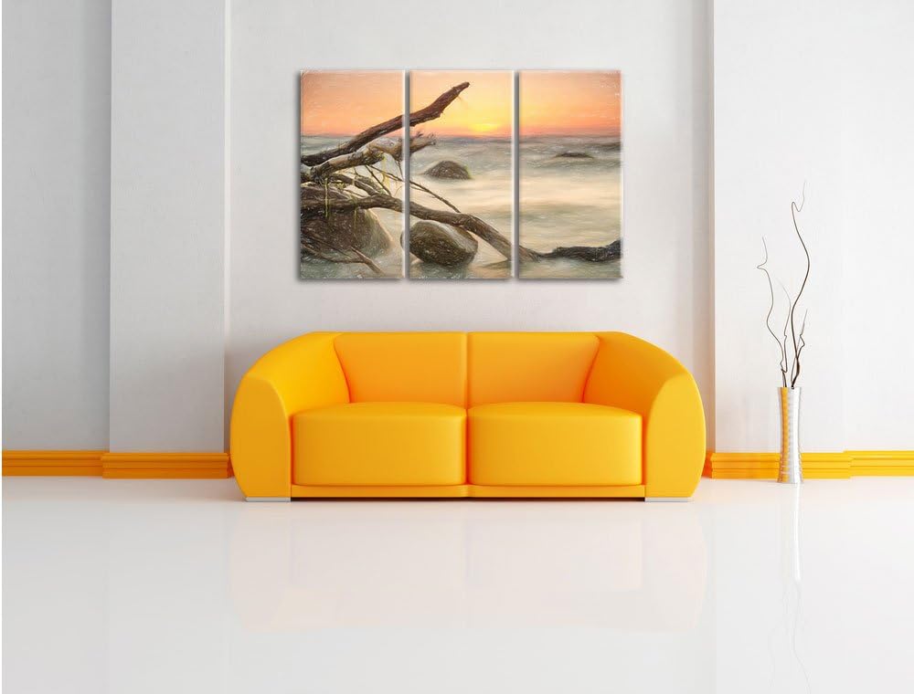 Pixxprint Ruhige See im Nebel als Leinwandbild/Grösse: 3 Teilig (120x80) cm/Wandbild/Kunstdruck/fert