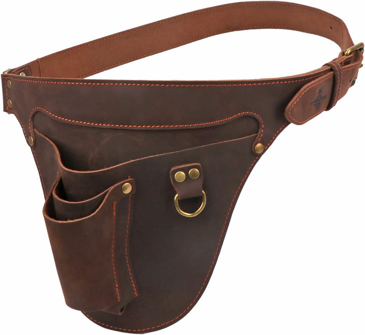 Tourbn Gartenwerkzeugtasche aus Leder, verstellbar, für Elektriker, Tischler, Dunkelbraun, 26 x 22 c