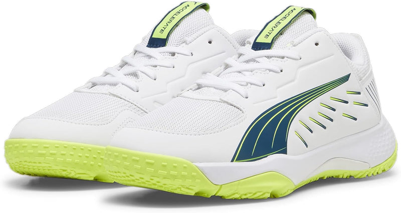 PUMA Unisex Kinder Accelerate Jr Handballschuh 37.5 EU White Ocean Tropic Lime Squeeze Blue Yellow,