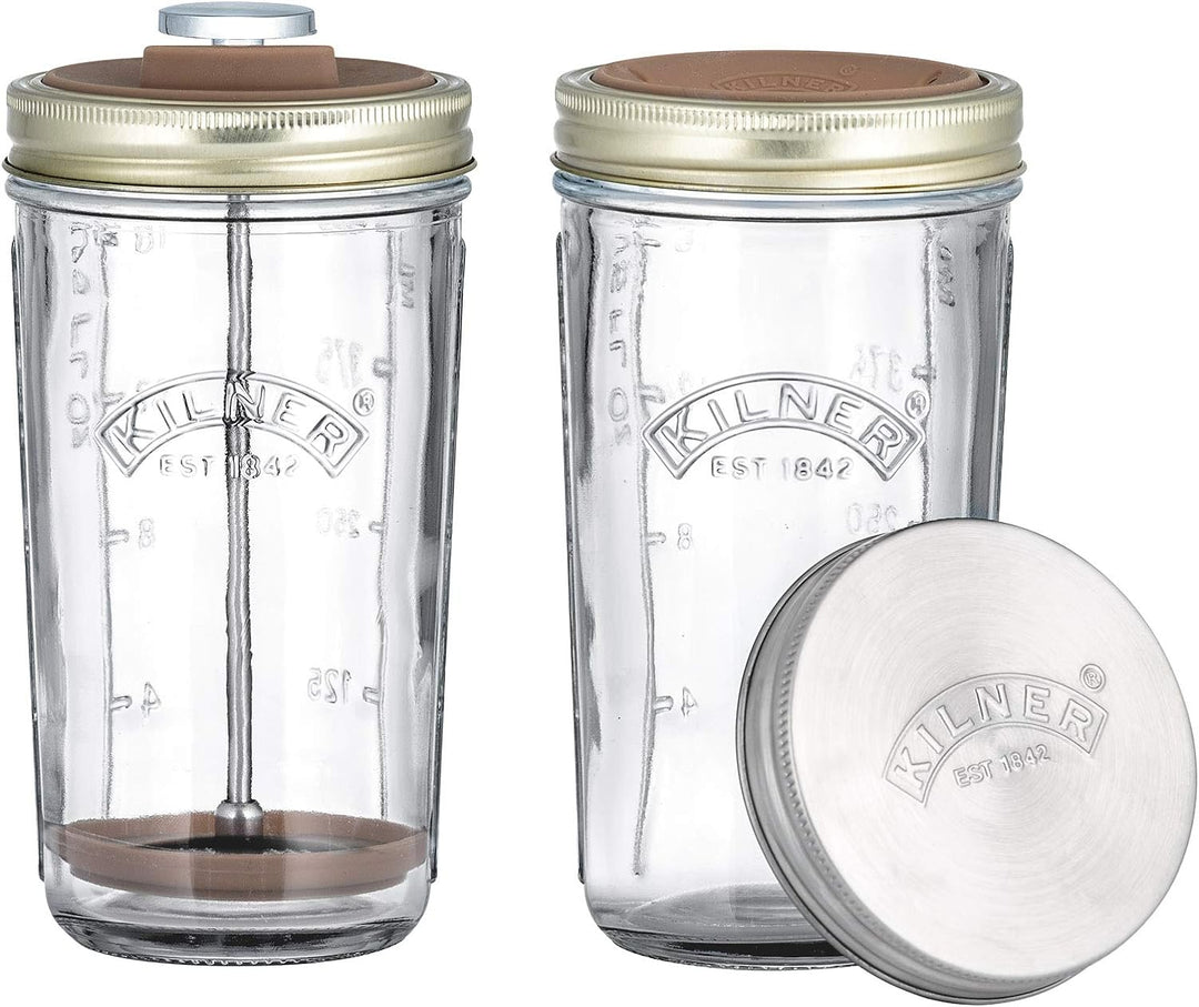 Kilner Nussmilch/Mandelmilch-Herstellungset-Set, 2 Gläser mit Zubehör und Deckel, 0,5 l