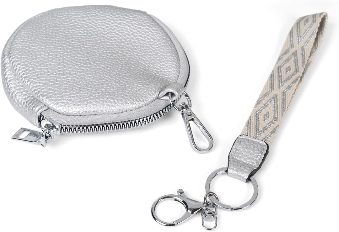 styleBREAKER Damen Halbmond Crossbody Schultertaschen Set 3-Teilig, Schultergurt mit Muster, Schlüss