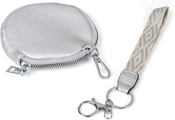 styleBREAKER Damen Halbmond Crossbody Schultertaschen Set 3-Teilig, Schultergurt mit Muster, Schlüss