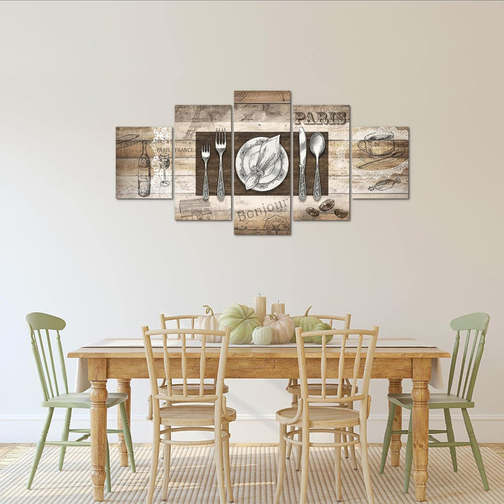 Runa Art Bild Esszimmer Küchenbilder Küche Abstrakt 5 Teilig Kaffee Beige Braun Wandbilder auf Vlies