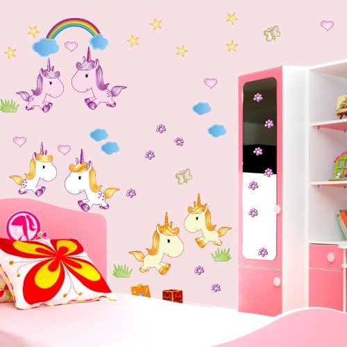 Wandkings Einhörner Wandsticker XL Set, 40 Aufkleber, Gesamtfläche 130 x 70 cm