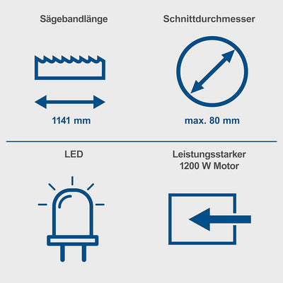 Scheppach MBS1200 Metallbandsäge Metallsäge Bandsäge mit 2. Sägeband | 1100W Leistung | Schnitthöhe