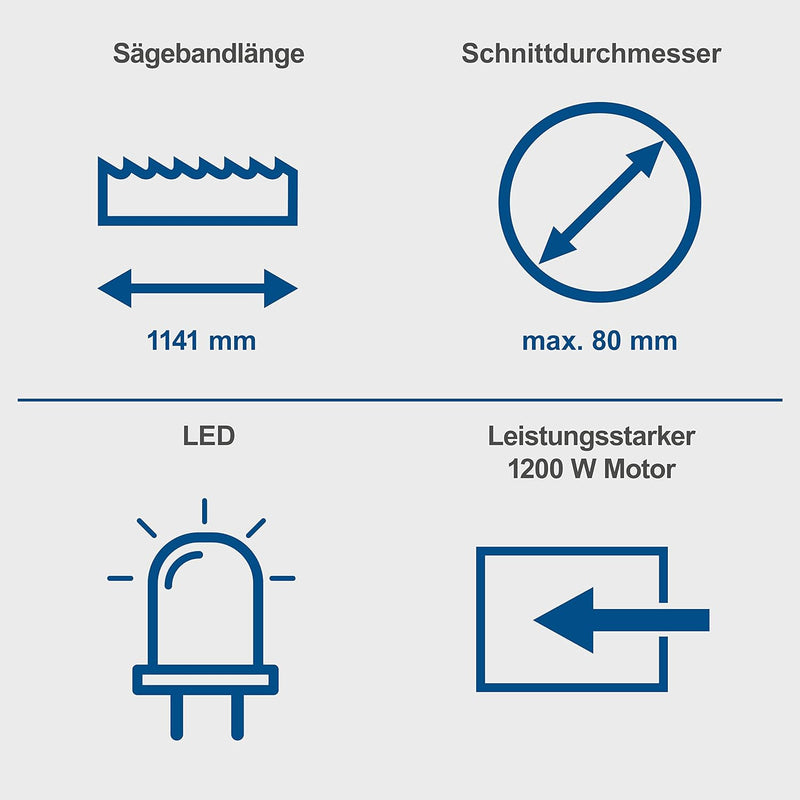 Scheppach MBS1200 Metallbandsäge Metallsäge Bandsäge mit 2. Sägeband | 1100W Leistung | Schnitthöhe