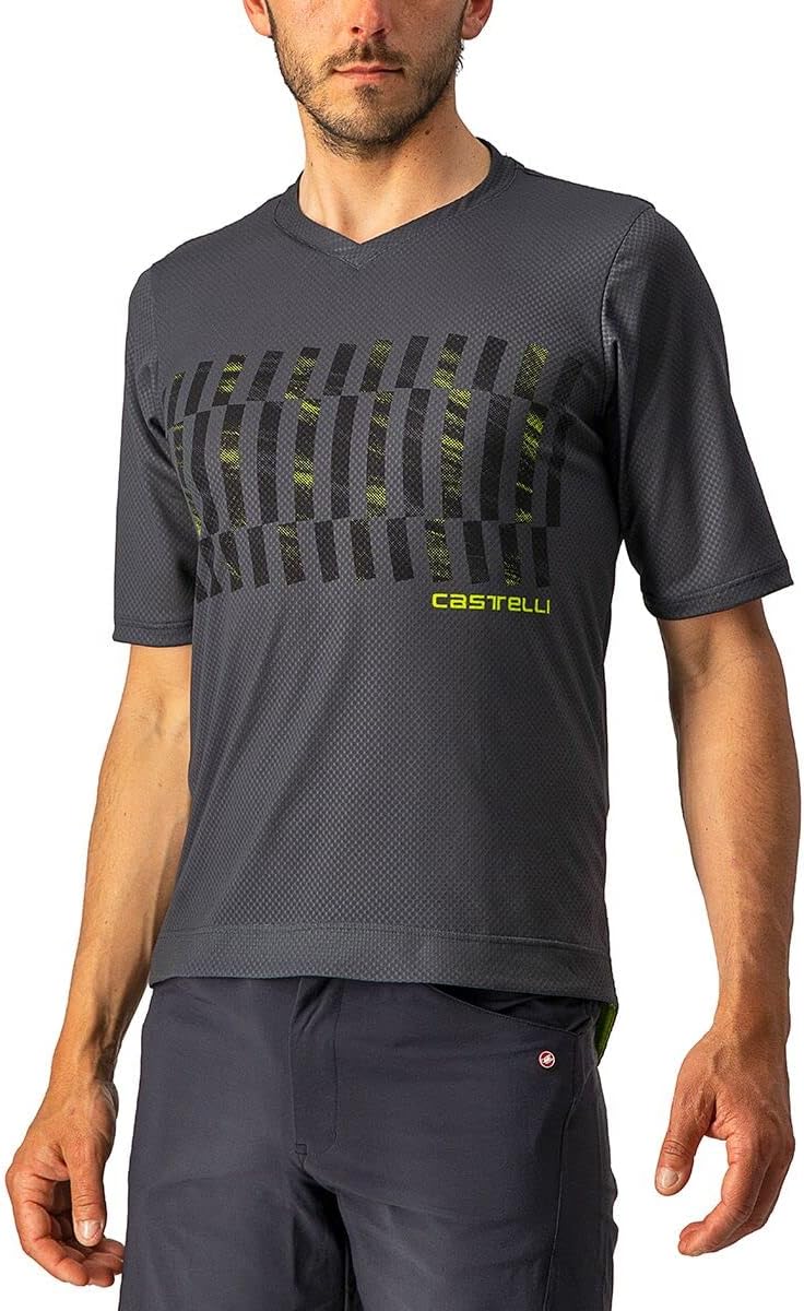 Castelli Herren Trail Tech Tee Sweatshirt S Dunkelgrau/Schwarz-elektrischer Kalk, S Dunkelgrau/Schwa