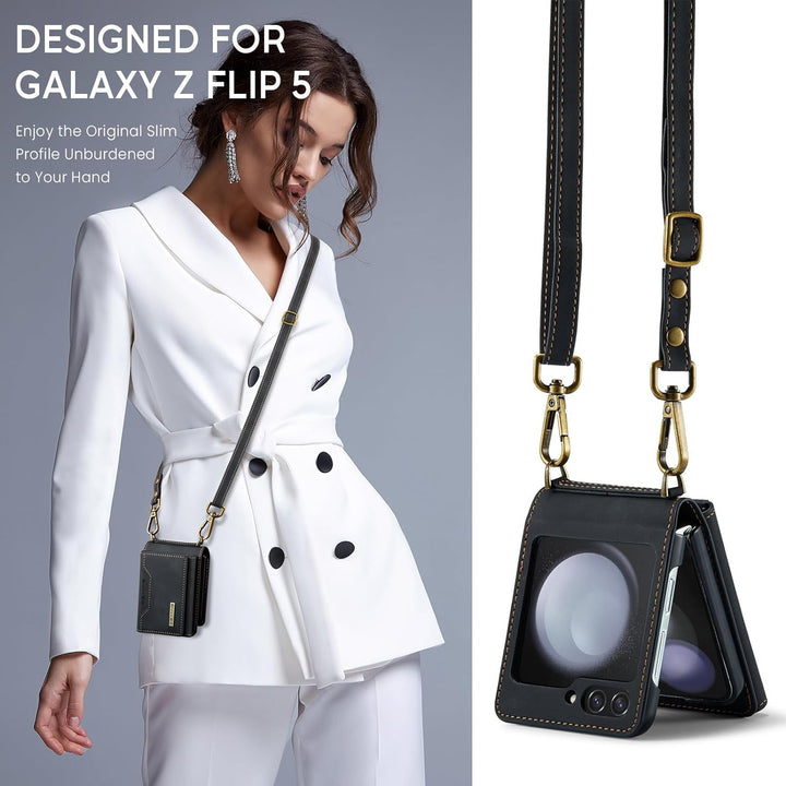 UDBKKDX Brieftasche Handyhülle für Samsung Galaxy Z Flip 4, hülle Mattes Leder mit Ständer Kameralin