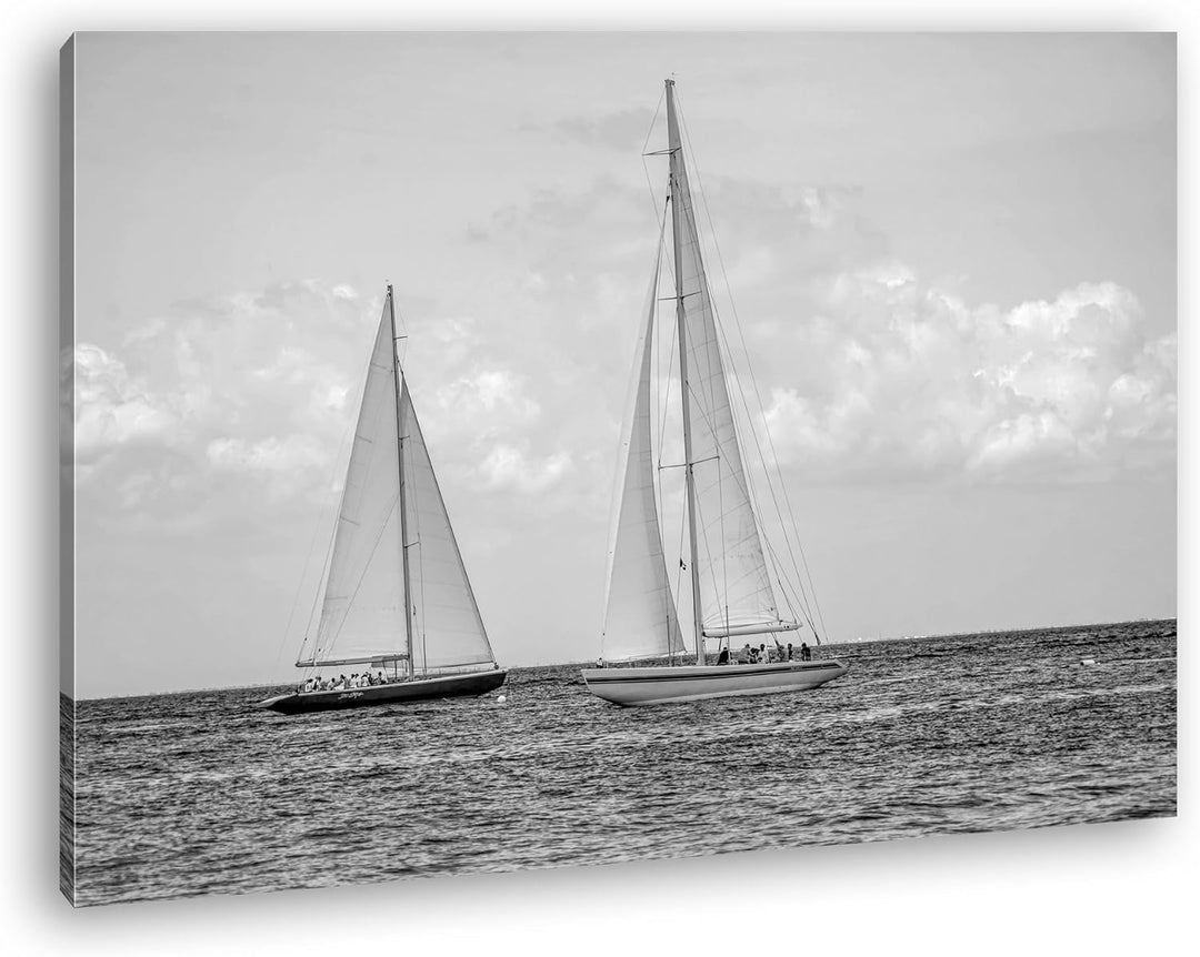 Segelboote in der Karibik Effekt: Schwarz/Weiss Format: 80x60 als Leinwandbild, Motiv fertig gerahmt