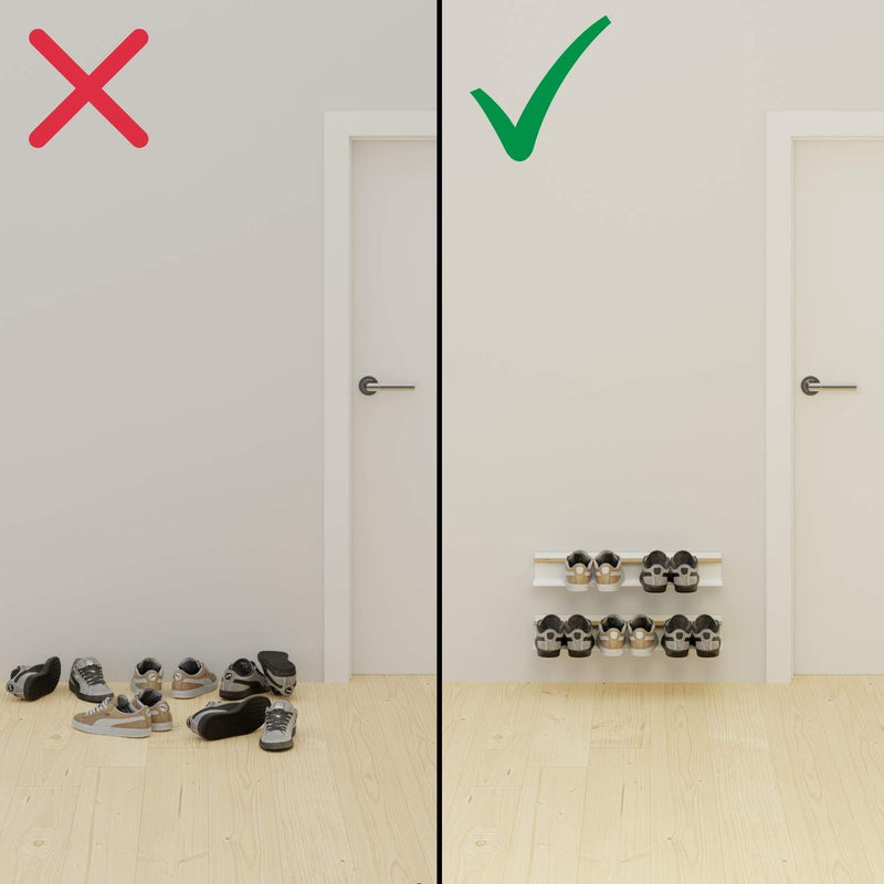 Armore Schuhregal zum Aufhängen an der Wand, Schwerlastregal, Regal aus Natürlichem Eichenholz und M