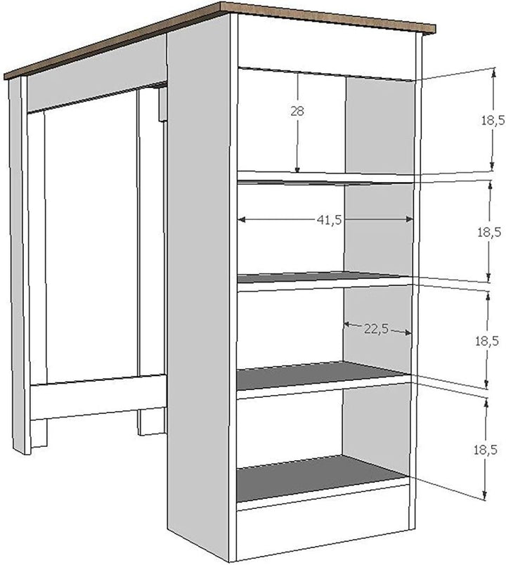 moebel-dich-auf.de Bartisch Stehtisch Mojito mit Regal in Eiche Sonoma/weiss in 115 * 50 cm