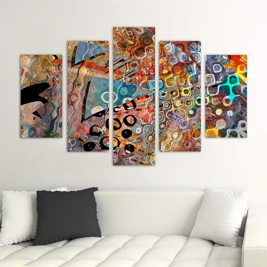 Feeby Leinwandbild 5-teilig Abstrakt Bild Wanddeko Grafik Design mehrfarbig 150x100 cm Leinwandbild
