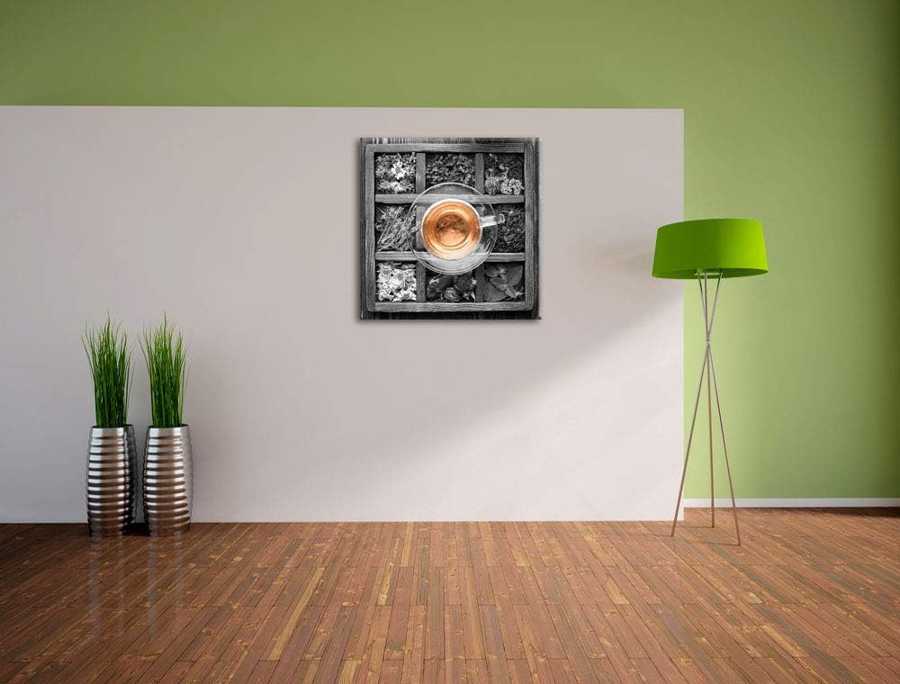 Pixxprint getrocknete Blumen und Gewürze schwarz/weiss, Format: 70x70 auf Leinwand, 70x70