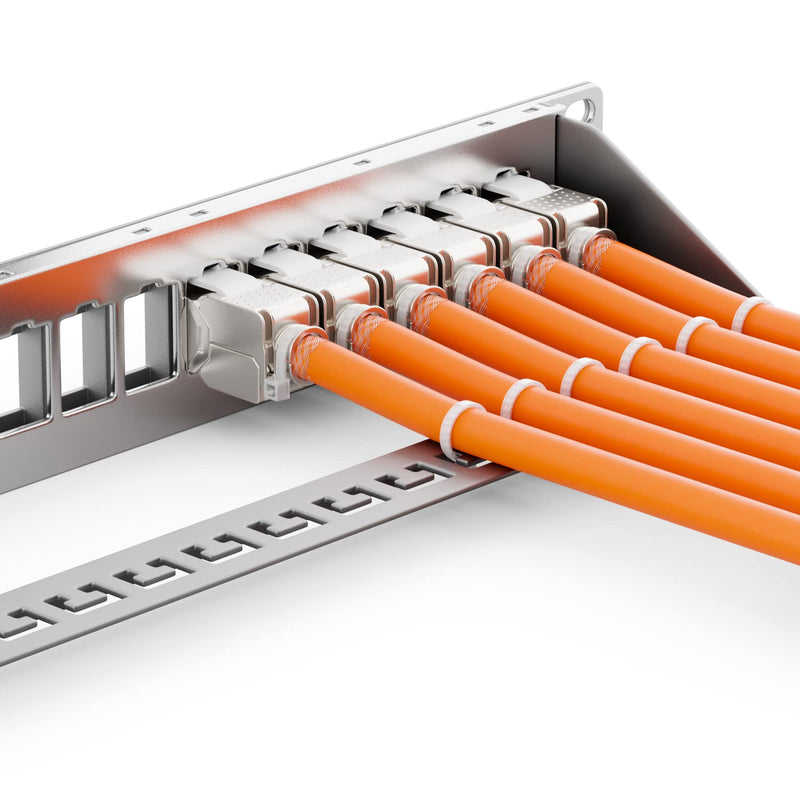 deleyCON 24 Port Patchpanel Set Patchfeld Modular 1 HE 19" Zoll Rackeinbau + 24x RJ45 Keystone Modul