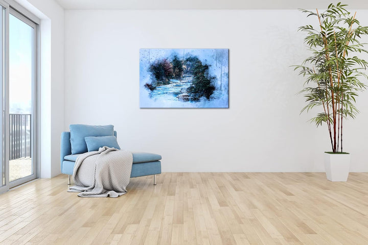 deyoli Flusslauf im zauberhaften Wald Format: 80x60 als Leinwandbild, Motiv fertig gerahmt auf Echth