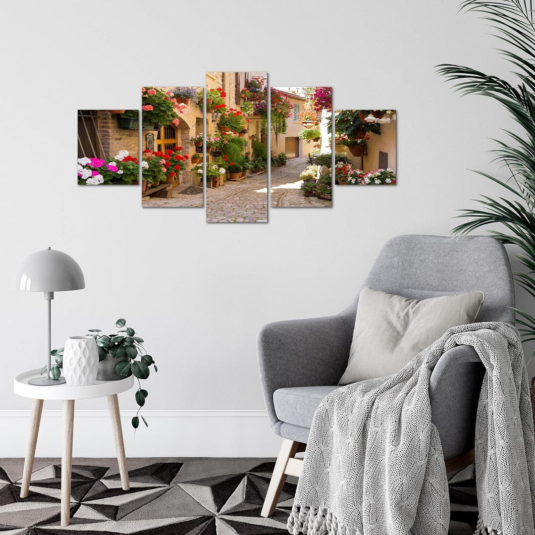 Runa Art Wandbilder Mediterran Italien 5 Teilig Bild auf Vlies Leinwand Deko Wohnzimmer Schlafzimmer