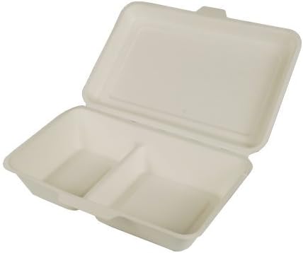PAPSTAR 25 Menüboxen, Zuckerrohr Pure 2-geteilt 6,5 cm x 24 cm x 15,5 cm Weiss, Sie erhalten 4 Packu