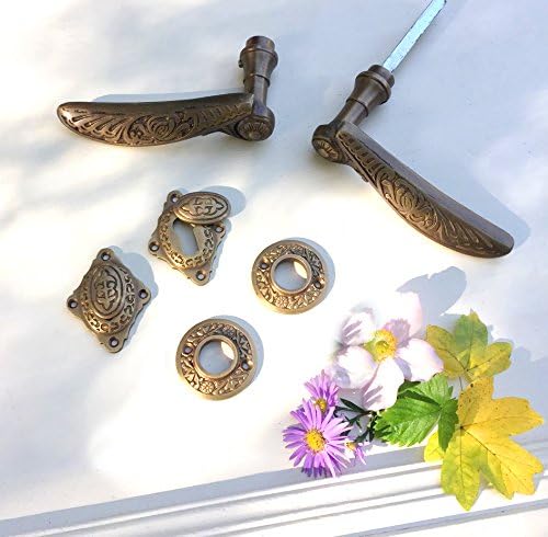 Antikas - Rosettengarnitur Antik-Stil Türbeschläge mit Rosetten Zimmertür Messingbeschlag