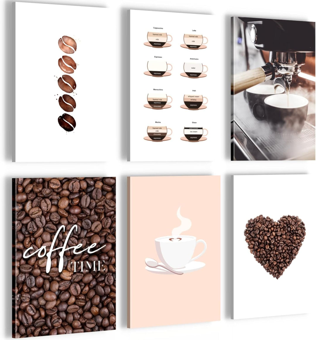 Novart Wandbilder Set - KOMPLETT AUFHÄNGFERTIG - Made in Germany - Moderne Bilder Kaffee Coffee Essz
