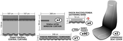 Lampa Melissa Innenraum-Set Mikrofaser Sitzbezug und Gardinen in grau, grau